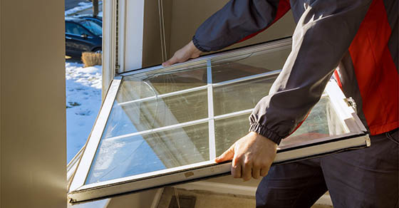 Worker in the removing break down, windows in the home renovation living energy efficiency